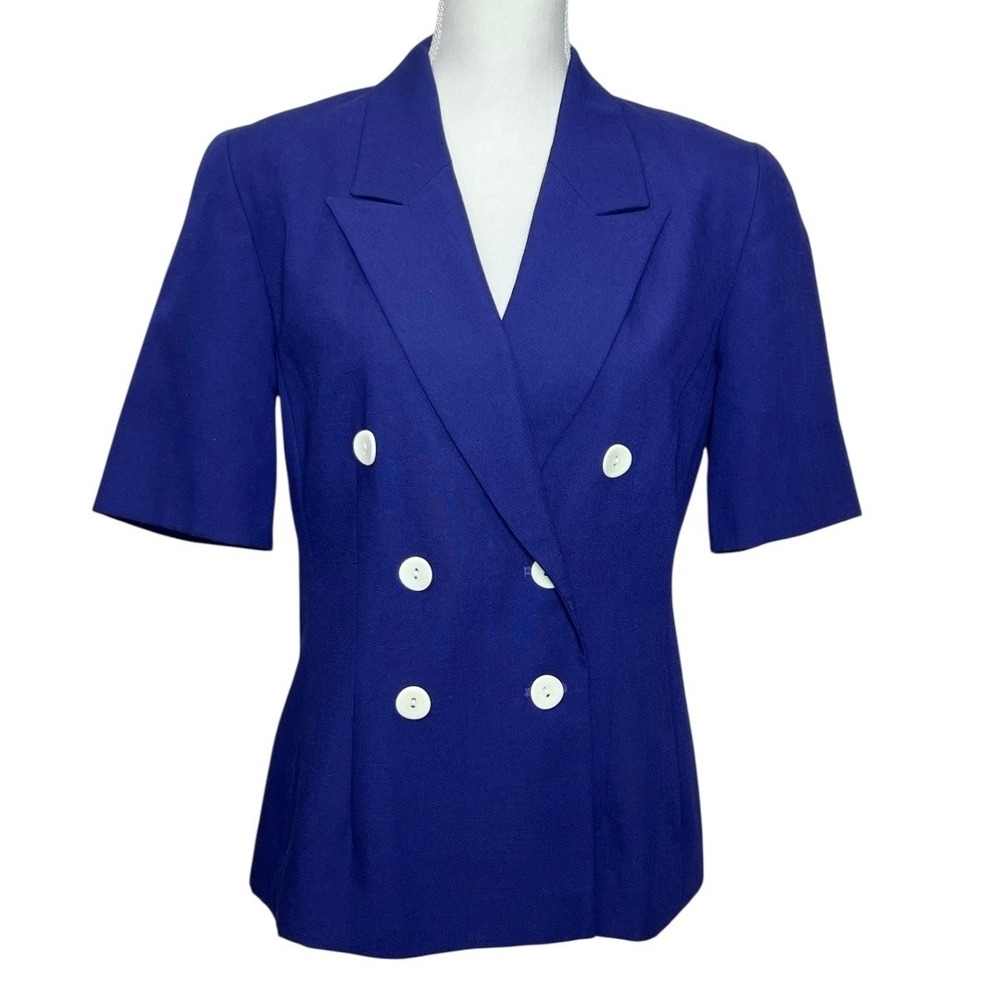VTG Pendleton Classic Women's Blazer SZ 6 Blue Short Sleeve Double Breasted USA